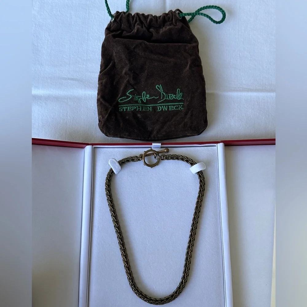 Stephen Dweck Bronze Wheat Chain Vintage Necklace 16